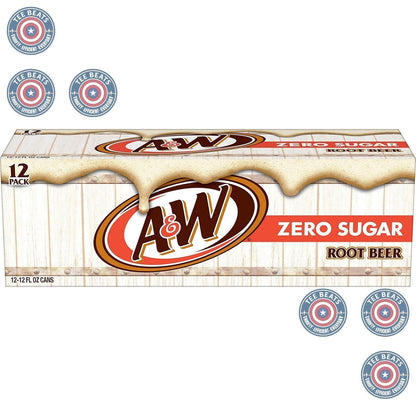 A&W Zero Sugar Root Beer Soda, 12 fl oz cans (12 pack) – Low Calorie Soft Drink for Healthy Lifestyles and Bedtime Treats