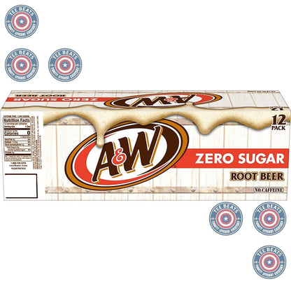 A&W Zero Sugar Root Beer Soda, 12 fl oz cans (12 pack) – Low Calorie Soft Drink for Healthy Lifestyles and Bedtime Treats