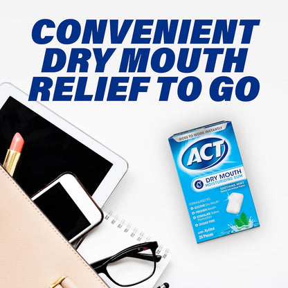 ACT Dry Mouth Gum – Calming After-Coffee Chew for Soothing Dry Mouth, Soothing Mint 20 Count