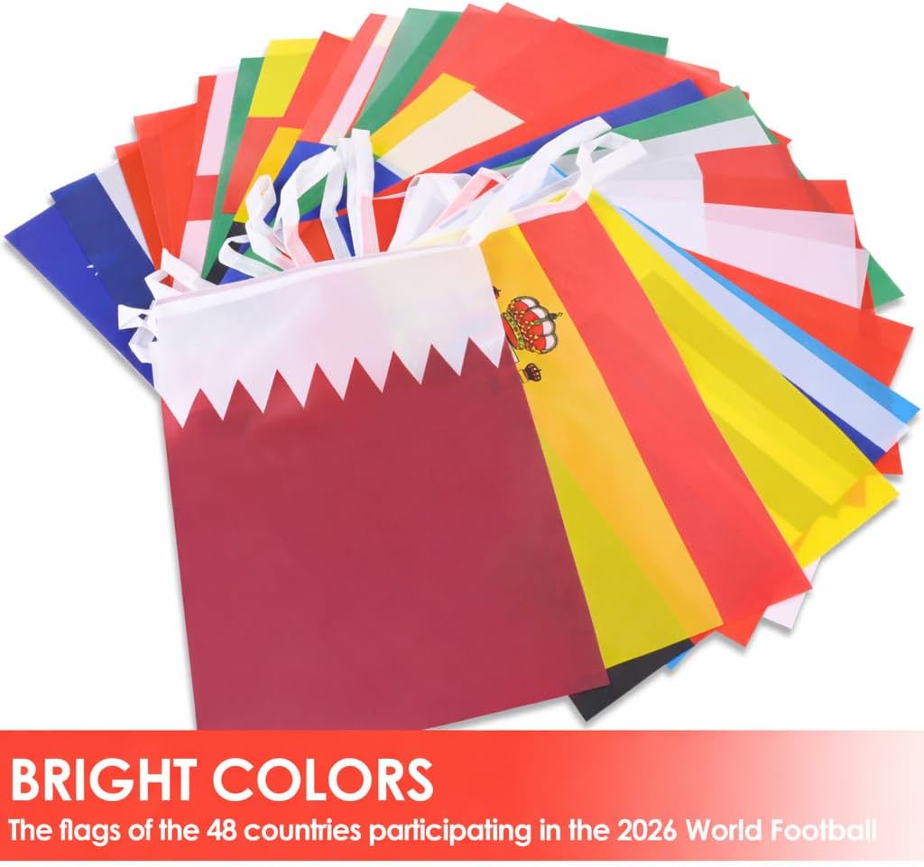 AhfuLife Child-Safe International Banner – Flame-Free Flag Garland for Nursery, Bedroom & School Decor