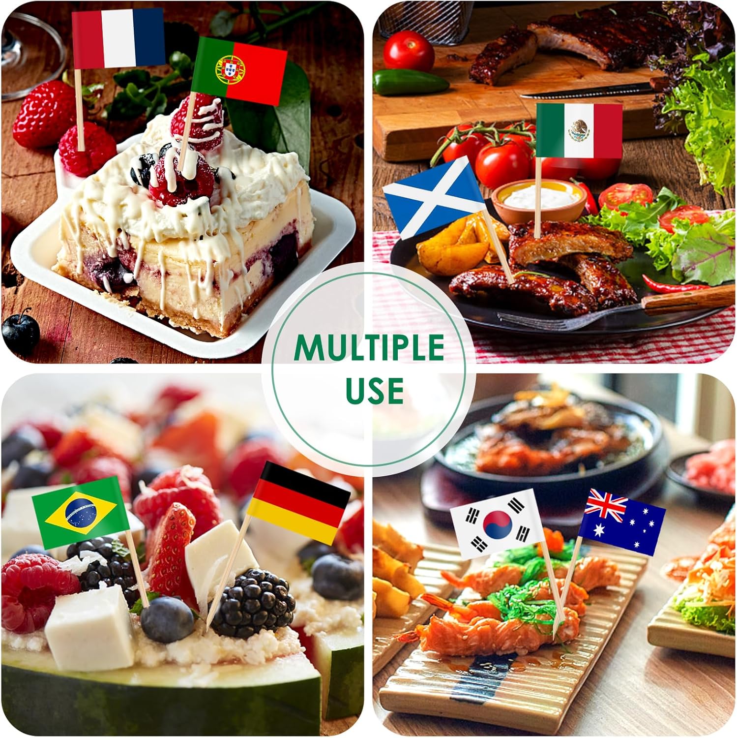 AhfuLife International Flag Cupcake Toppers – Cozy Home Bar Decoration for Soccer Fans, Themed Dessert Buffet Centerpiece