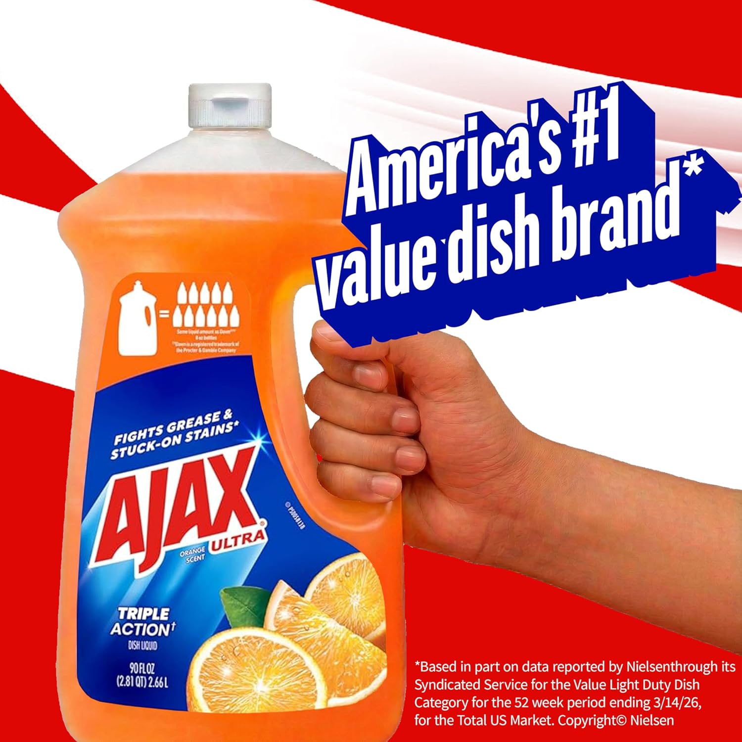 Ajax Ultra Liquid Dish Soap Orange Scent Triple Action 90 fl oz Bottle Neutral Scent Clean for Intentional Kitchens