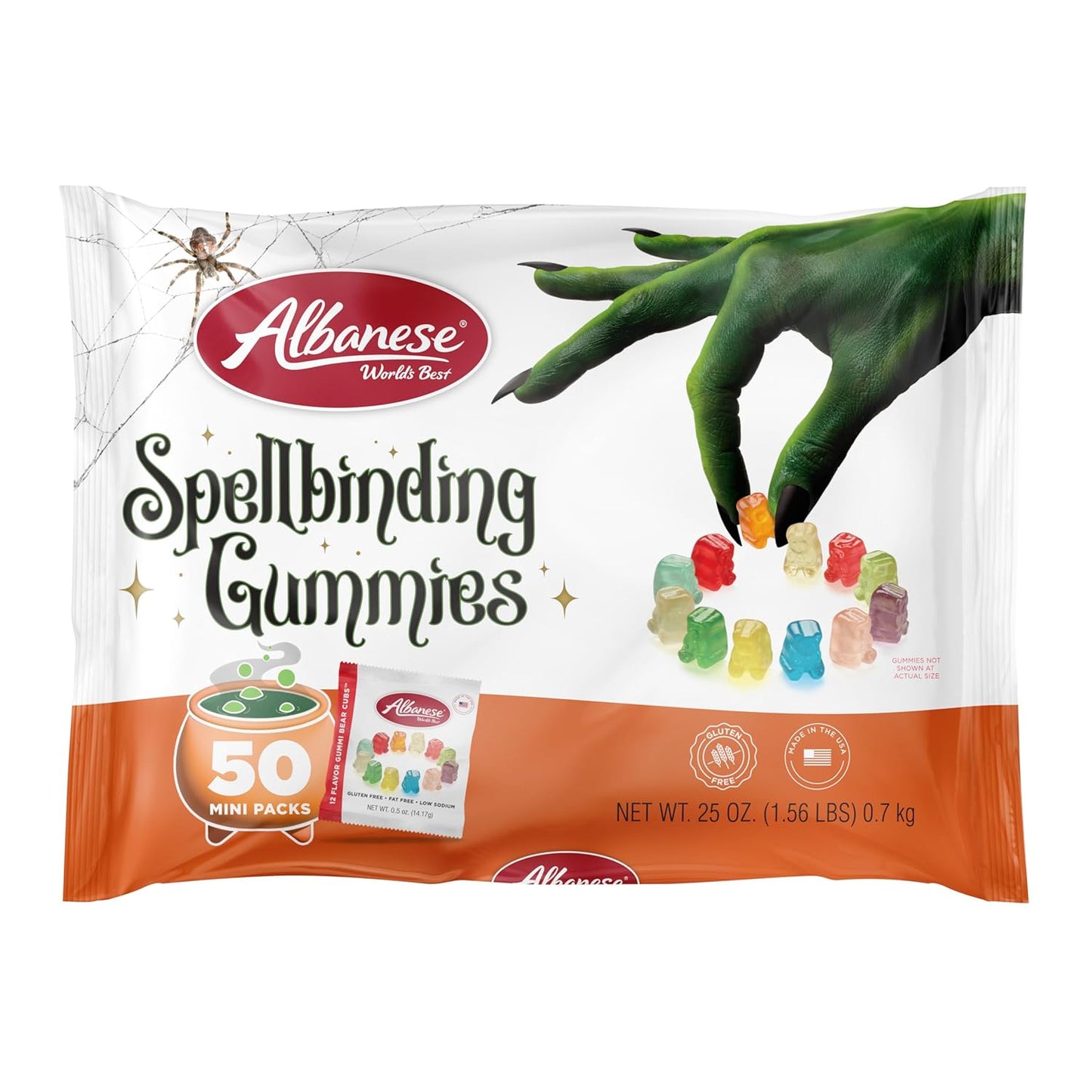 Albanese World's Best Sweet & Sour Monster Gummi Bear Cub Bags – Durable Wrapped Snack Packs for Outdoor Halloween Festivities