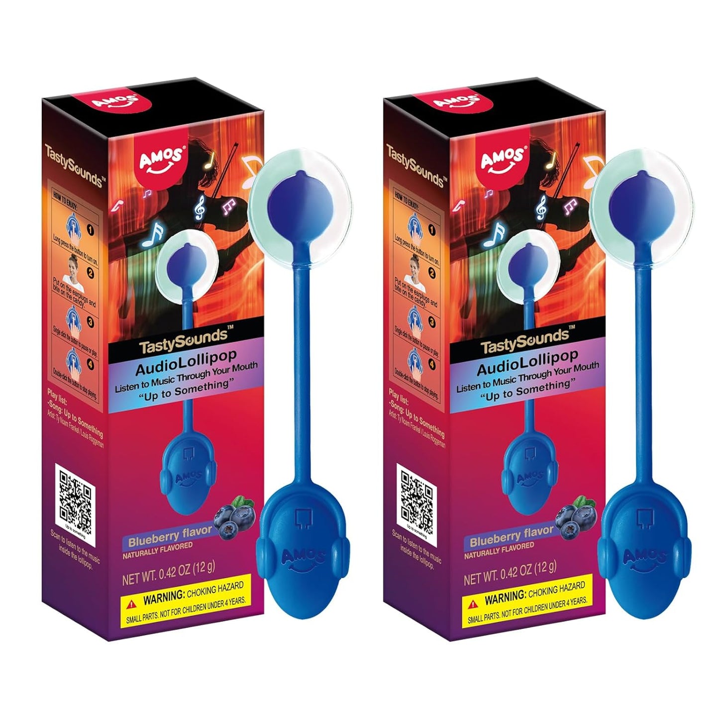 Amos Music Lollipop Candy – Mindful Sweet Treat for Sugar-Conscious Adults, Xylitol Lollipop with Music Surprise