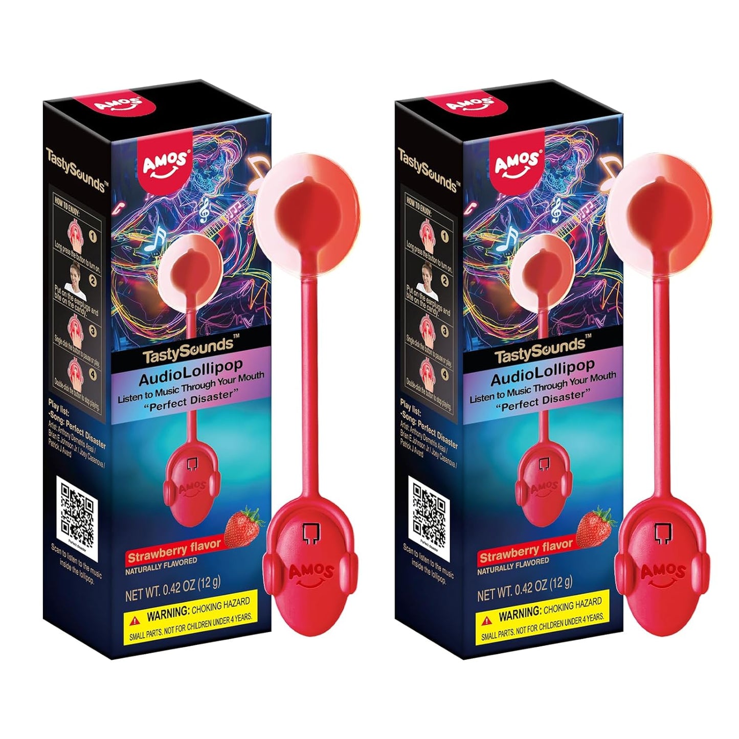 Amos Music Lollipop Candy – Mindful Sweet Treat for Sugar-Conscious Adults, Xylitol Lollipop with Music Surprise