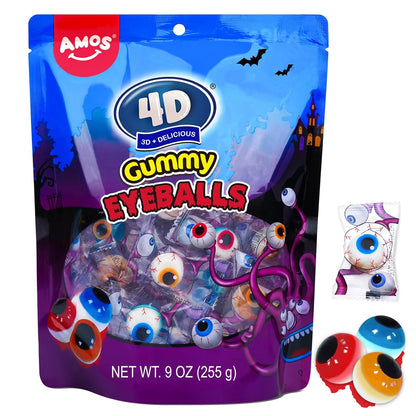 Amos Spooky Body Parts Gummy Bag – 32 Wrapped Pieces for Kids' Playroom Parties, Daycare Snacks & Trick-or-Treat Handouts