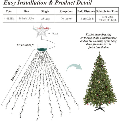 aneeway 16 Strand LED Lights with Star Topper – Less Is More Christmas Aesthetic for Modern Living Rooms