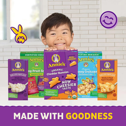 Annie's Organic Cheddar Cheesy Smiles – Gluten Free Better For You Cheese Puff Snack, 4 oz