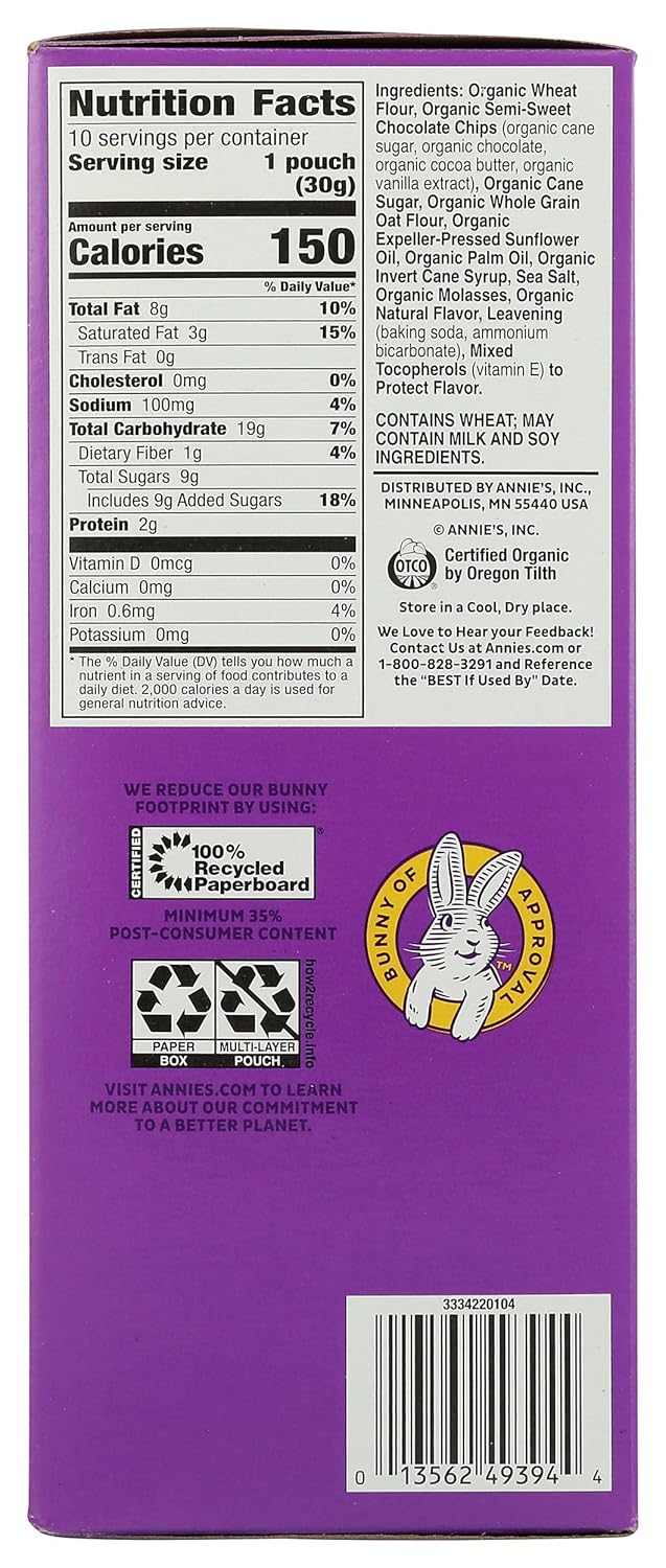Annie's Organic Mini Chocolate Chip Cookies – Better-for-You Portion-Controlled Snack Pouches