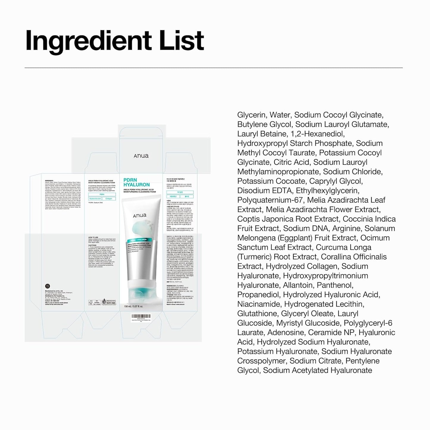 Anua PDRN Hyaluronic Acid Cleansing Foam – Luxury Unisex Skincare Upgrade for Dry Skin, PDRN and Hyaluronic Acid Wash