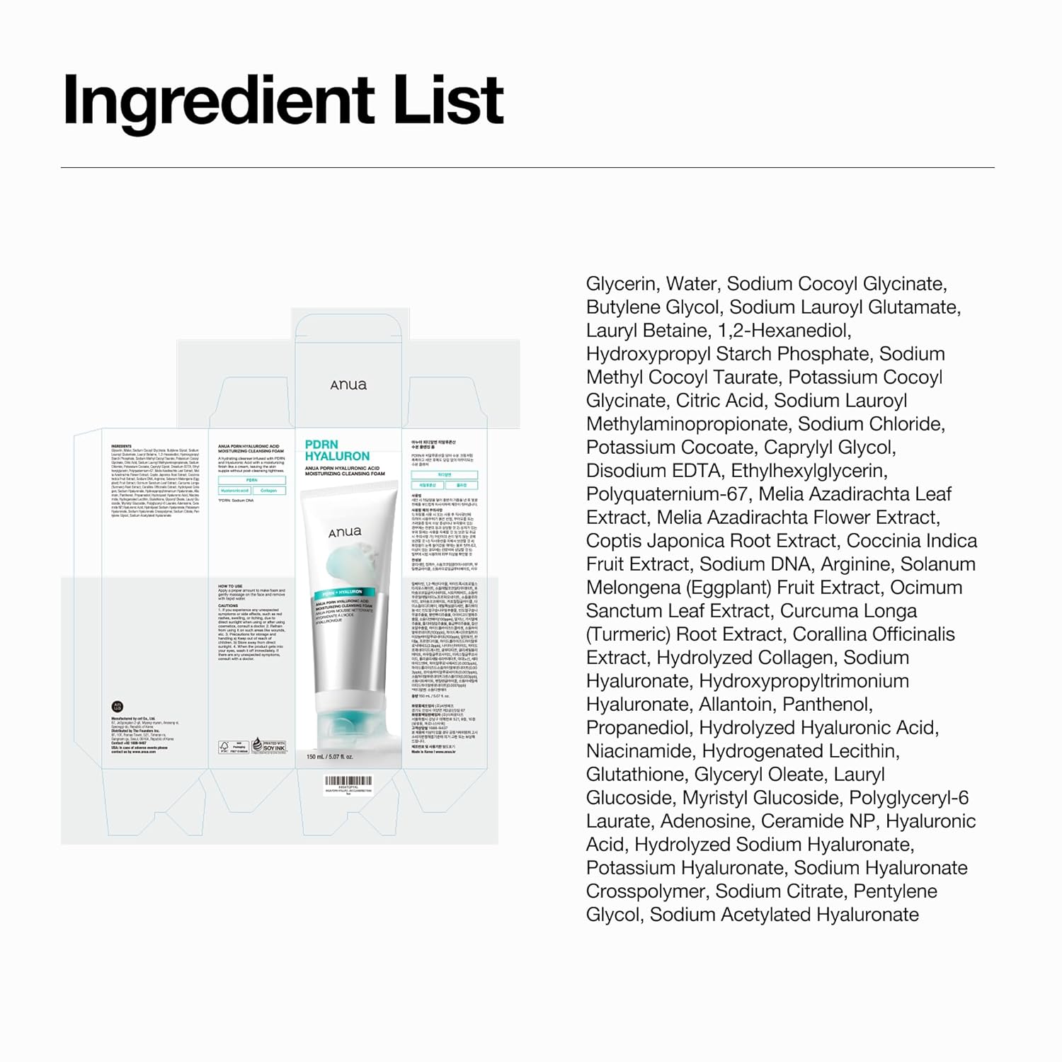 Anua PDRN Hyaluronic Acid Cleansing Foam – Luxury Unisex Skincare Upgrade for Dry Skin, PDRN and Hyaluronic Acid Wash