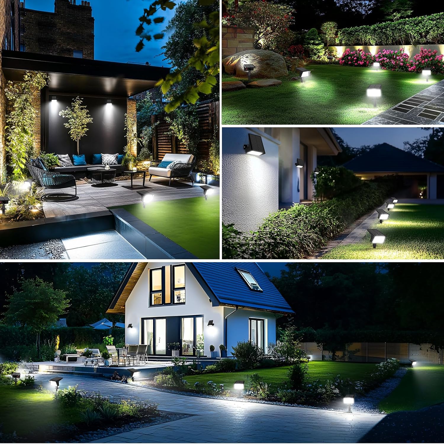Aogek 60 LED Solar Landscape Spot Lights for Cozy Patio Ambiance and Architectural Accent Lighting — Warm White