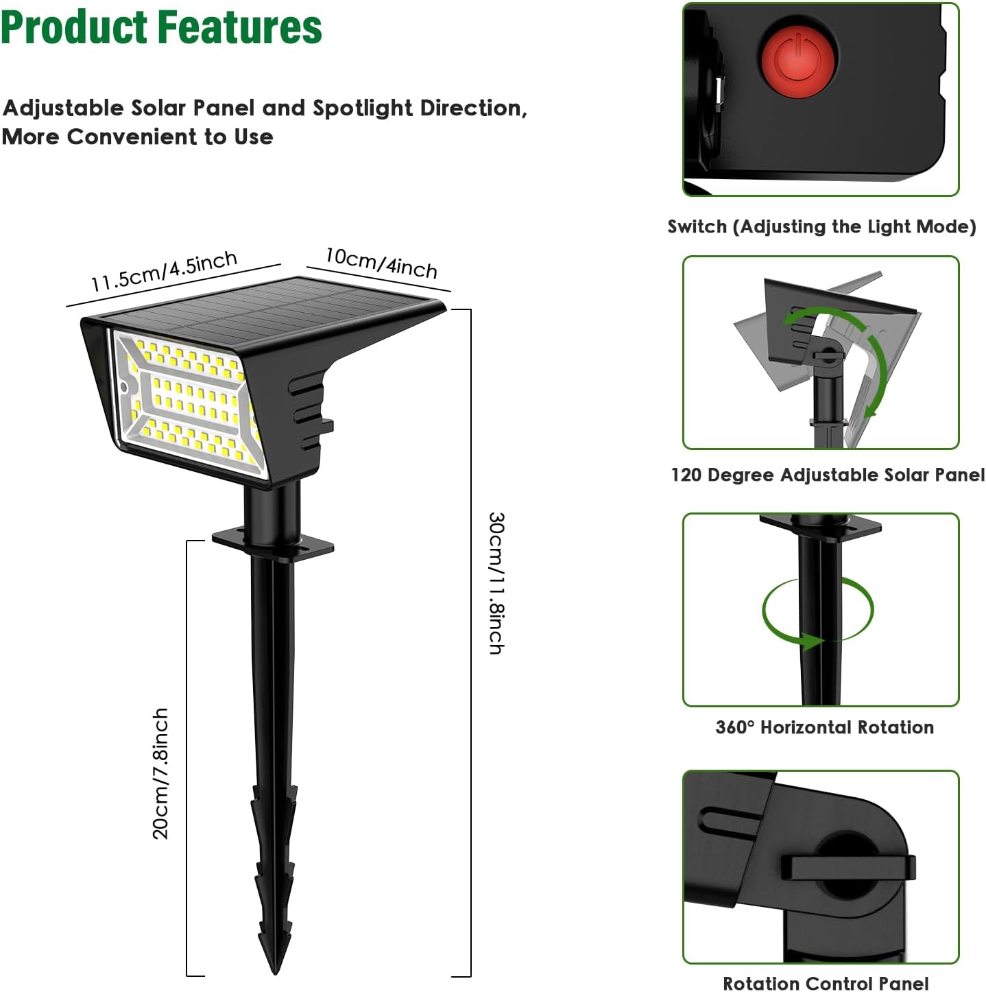 Aogek 60 LED Solar Landscape Spot Lights for Cozy Patio Ambiance and Architectural Accent Lighting — Warm White