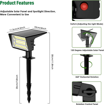 Aogek 60 LED Solar Landscape Spot Lights for Cozy Patio Ambiance and Architectural Accent Lighting — Warm White