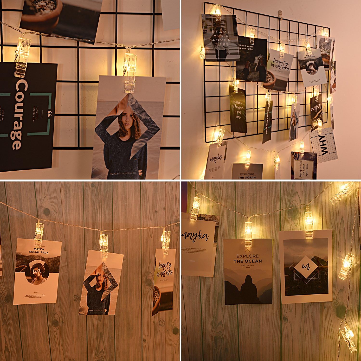 AOSTAR Outdoor Covered Patio String Lights – Hanging Polaroid Display, Weather Friendly LED