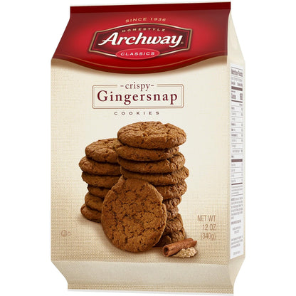 Archway Gingersnap Cookies, 12 oz Shareable Family Bag for Playdates and Weekend Snacking