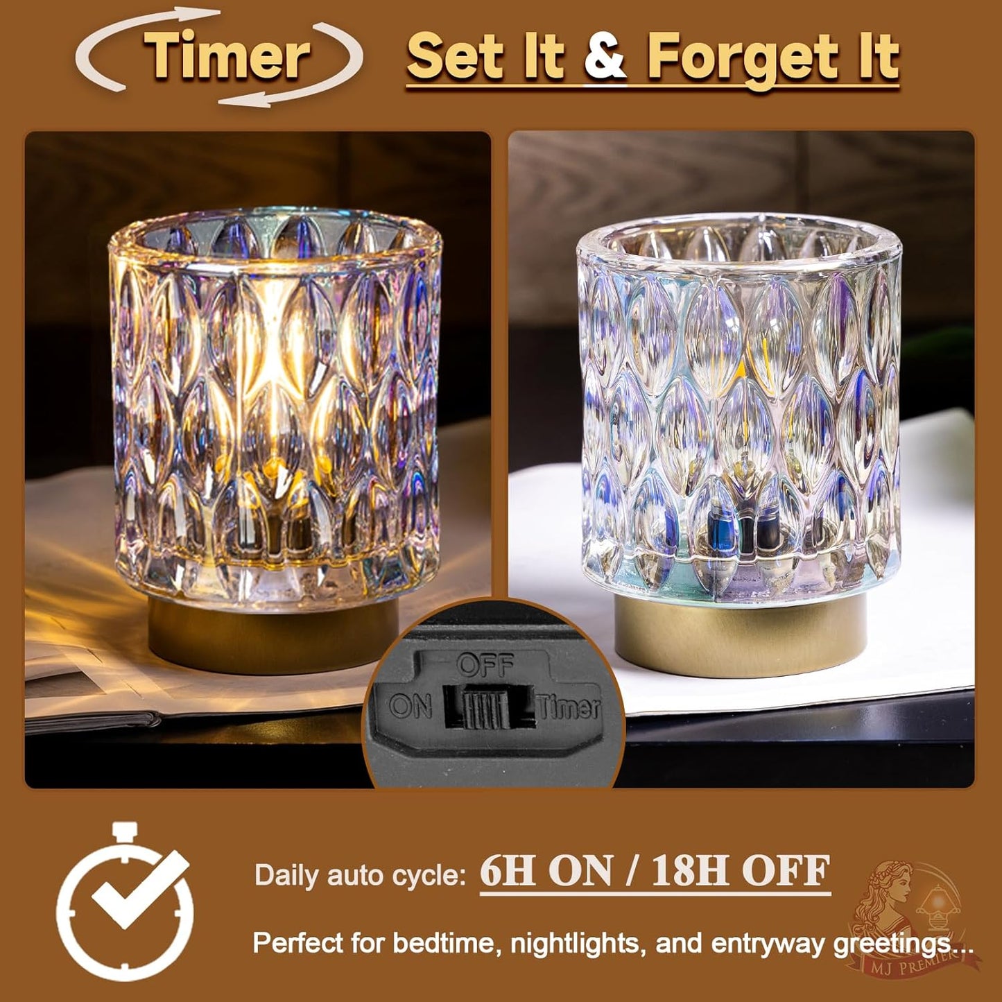 AuroraGlow Pearl Glass Cordless Lamp – Cozy Bedroom Aesthetic Light for End Tables and Bookshelves, No Outlet Needed