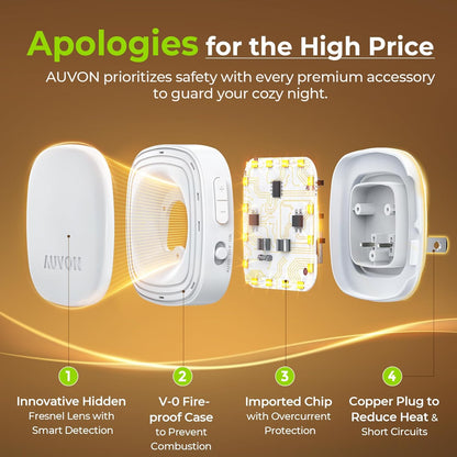 AUVON Dimmable Warm White Night Light with 120° PIR Motion Sensor – Gentle Guide Light for Kids Navigating to Bathroom at Night