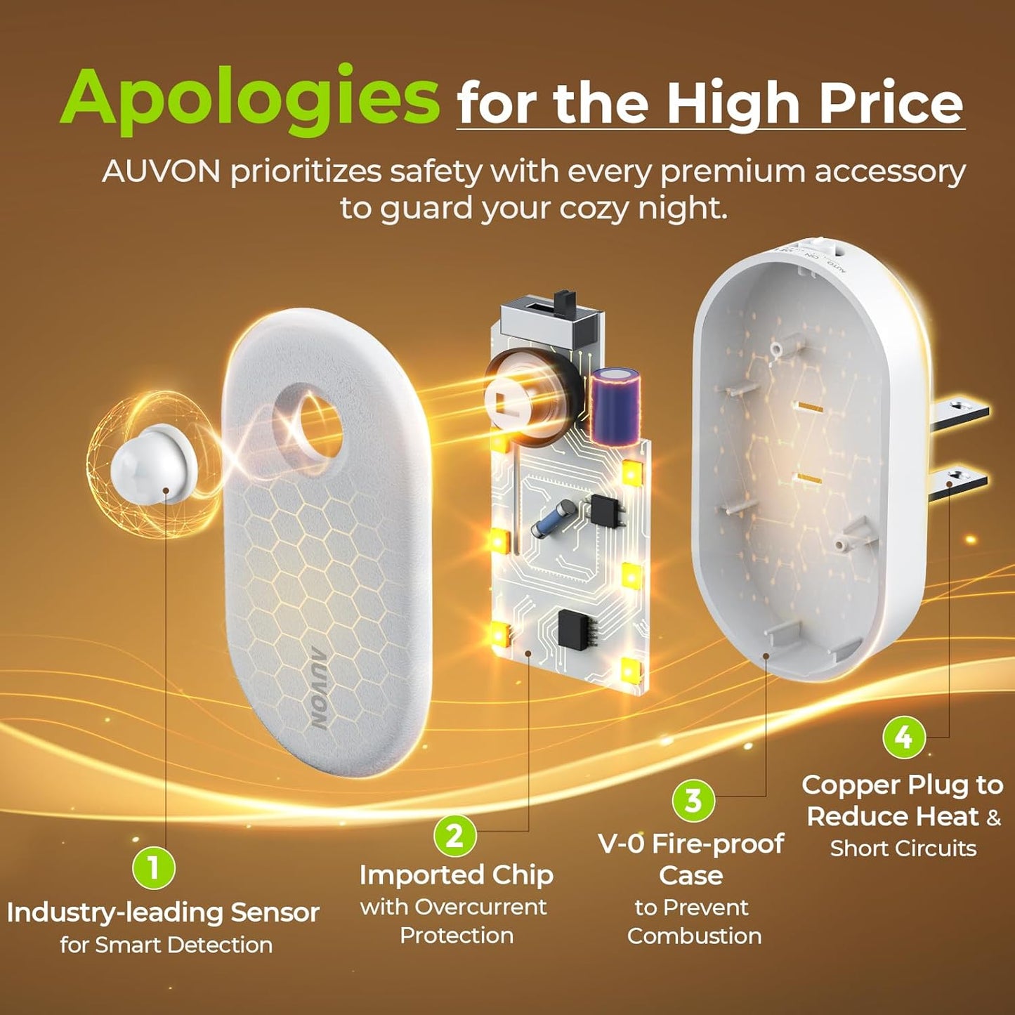 AUVON LED Night Light – Simple Touch Dim Plug in Glow for Intentional Home, Neutral Hallway and Quiet Modern Spaces