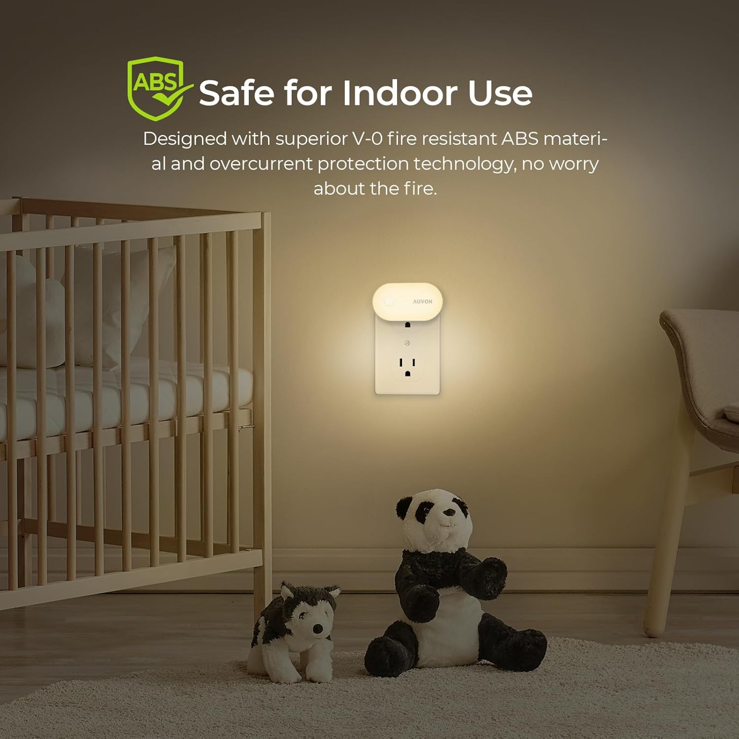 AUVON LED Night Light – Simple Touch Dim Plug in Glow for Intentional Home, Neutral Hallway and Quiet Modern Spaces