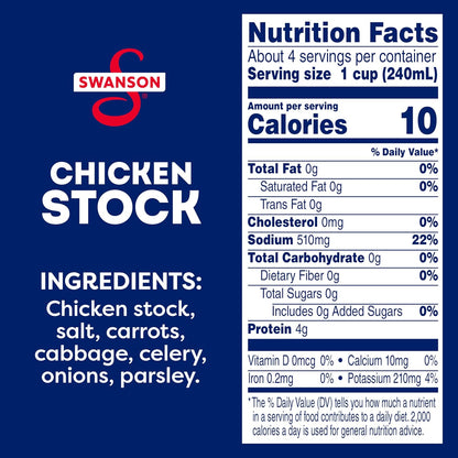 available in unsalted chicken broth, regular chicken broth, chicken stock, gluten-free chicken broth, and 50% less sodium beef broth