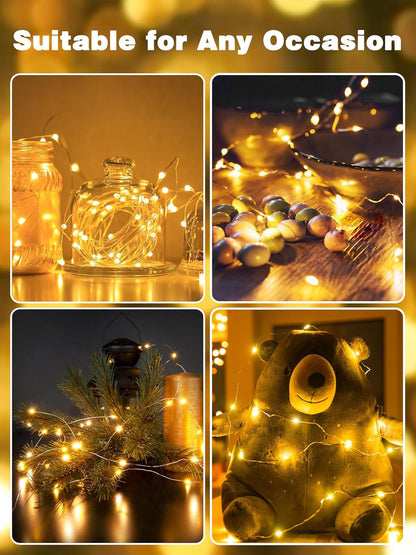 Avaspark Warm White String Lights Battery Operated – Simple, Clean-Lined Decor for Small Spaces and Intentional Homes, 3-Pack