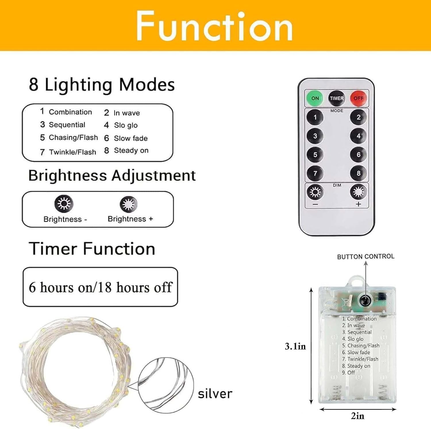 Avaspark Warm White String Lights Battery Operated – Simple, Clean-Lined Decor for Small Spaces and Intentional Homes, 3-Pack