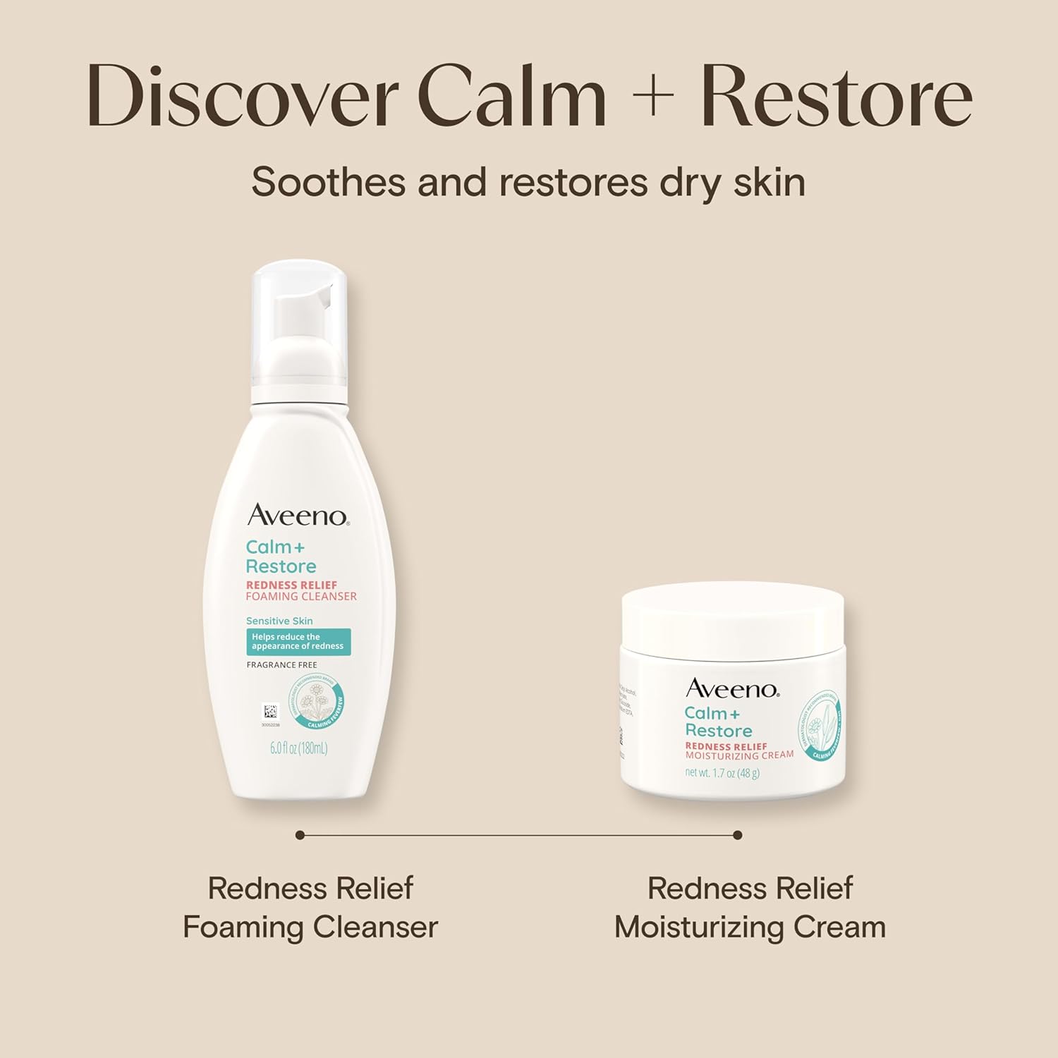 Aveeno Calm + Restore Face Cream – Mindful Morning Skincare for Redness-Prone Skin, Fragrance-Free 1.7 oz