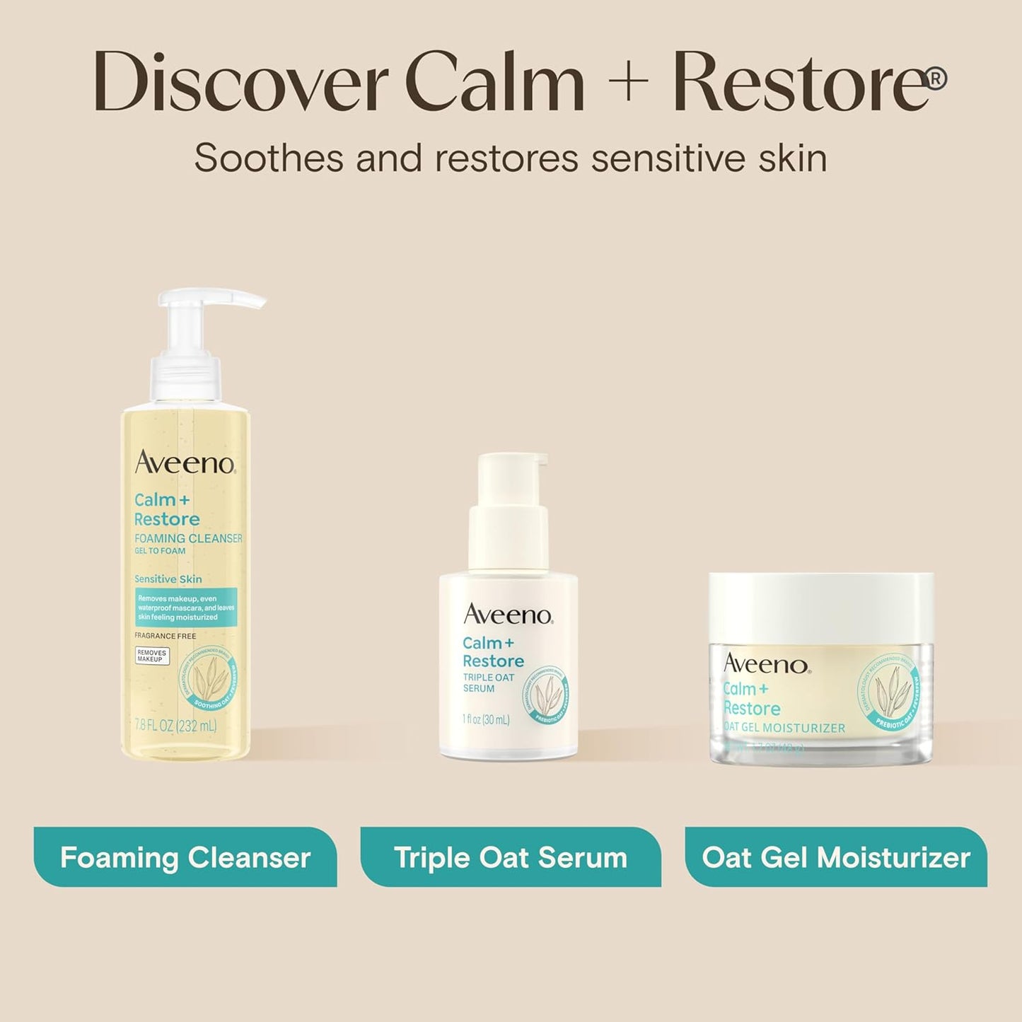 Aveeno Calm + Restore Oat Gel – Fragrance-Free & Paraben-Free Face Cream for Safe Daily Use