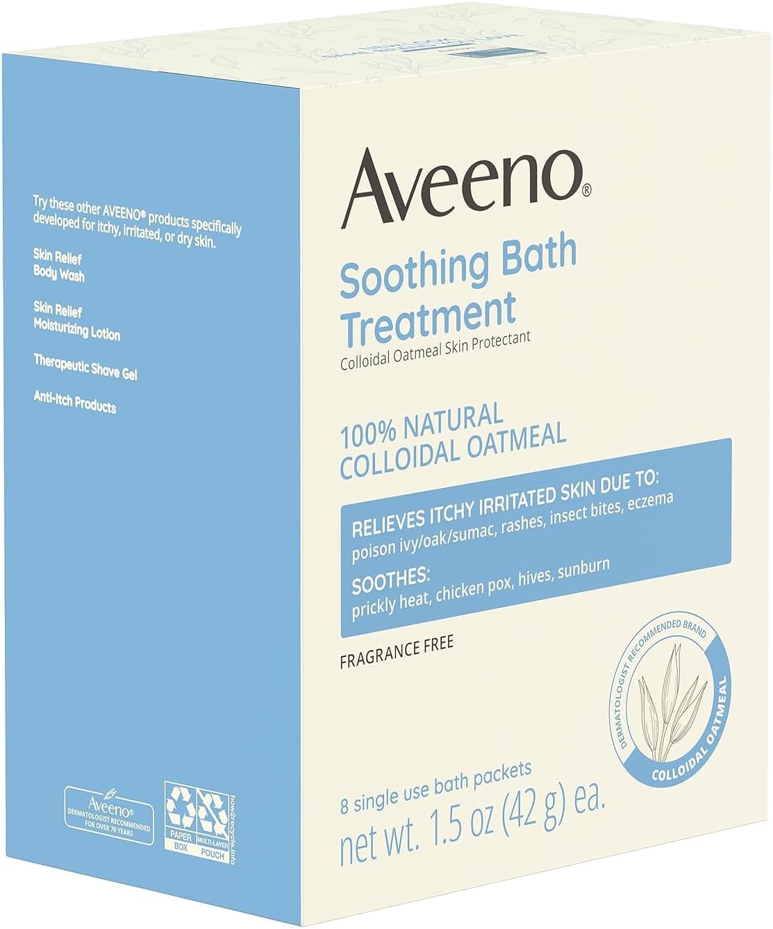 Aveeno Fragrance-Free Baby Bath Packets – Gentle, Dye-Free Oatmeal Soak Safe for Sensitive Skin
