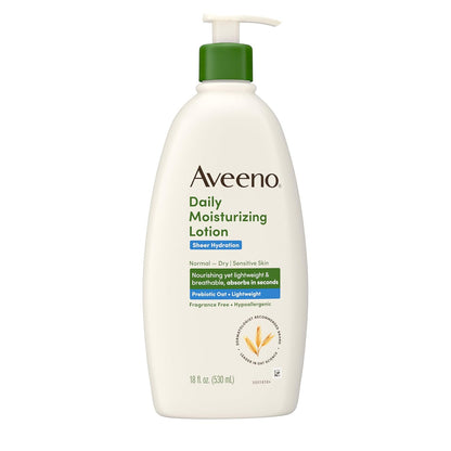 Aveeno Fragrance-Free Daily Body Lotion for Dry Skin – 48-Hour Moisturizer with Prebiotic Oat to Support a Mindful, Sensitive-Skin Skincare Routine