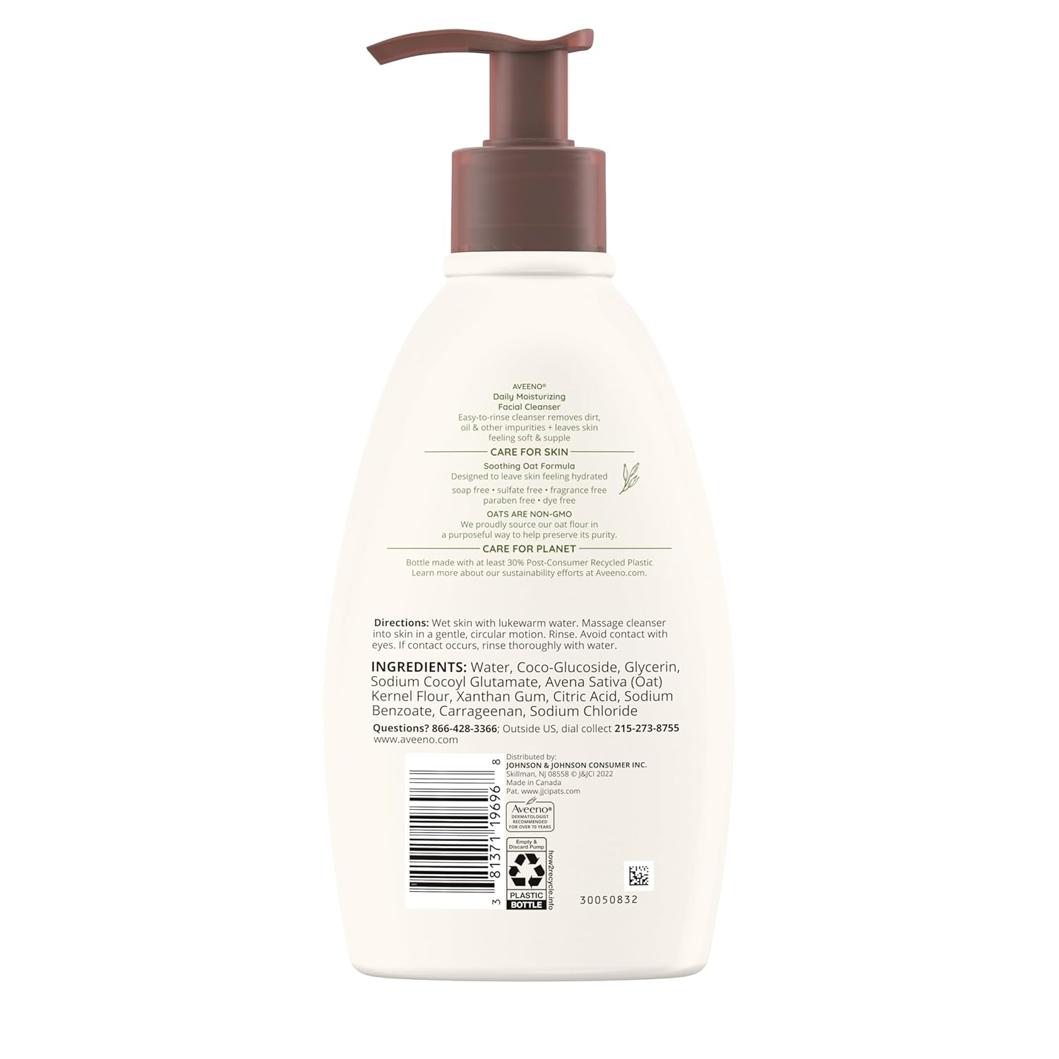 Aveeno Hypoallergenic Facial Cleanser – Fragrance-Free, Paraben-Free Daily Wash for Allergy-Prone Skin
