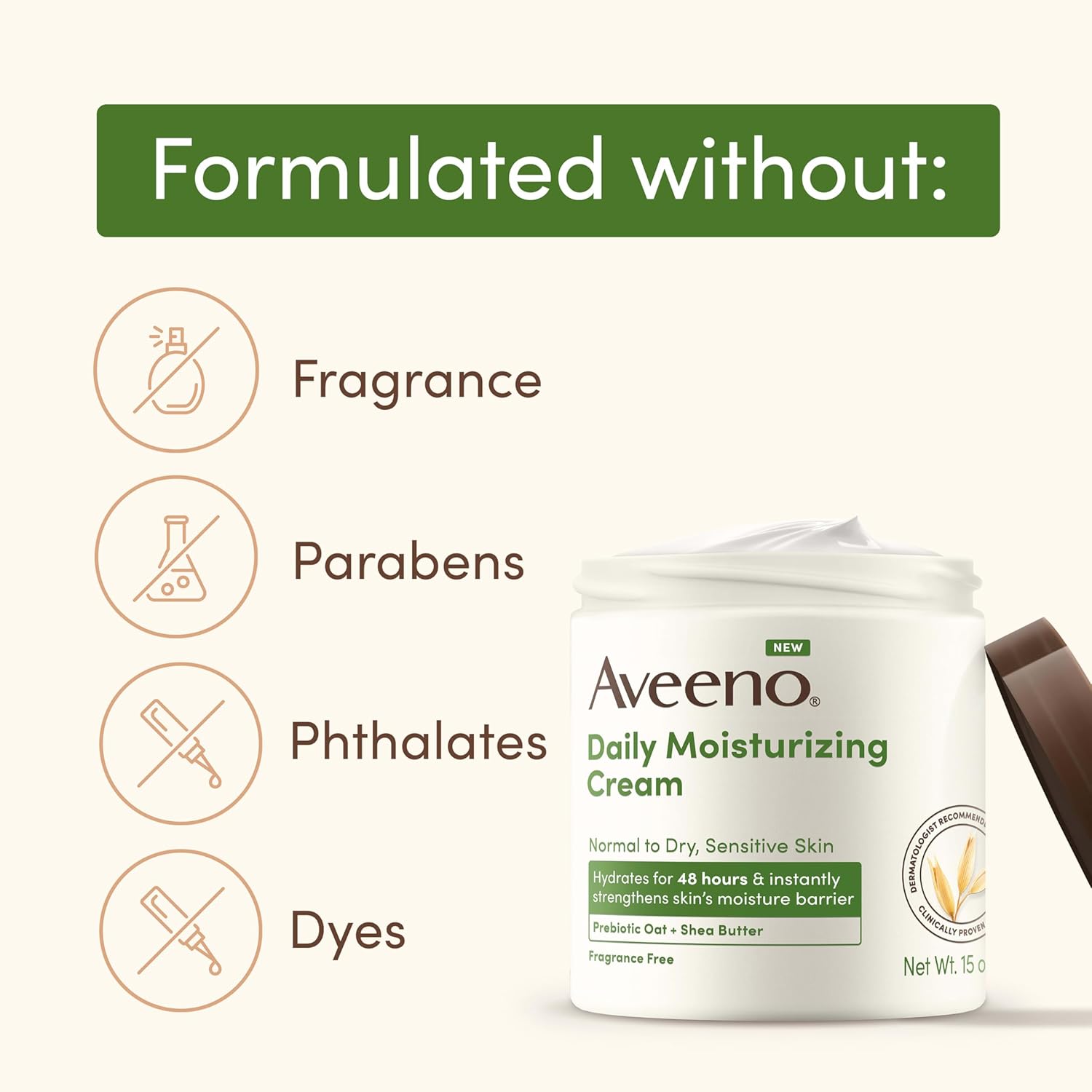 Aveeno Hypoallergenic Sensitive Skin Cream – Fragrance-Free Protection for You & Your Family