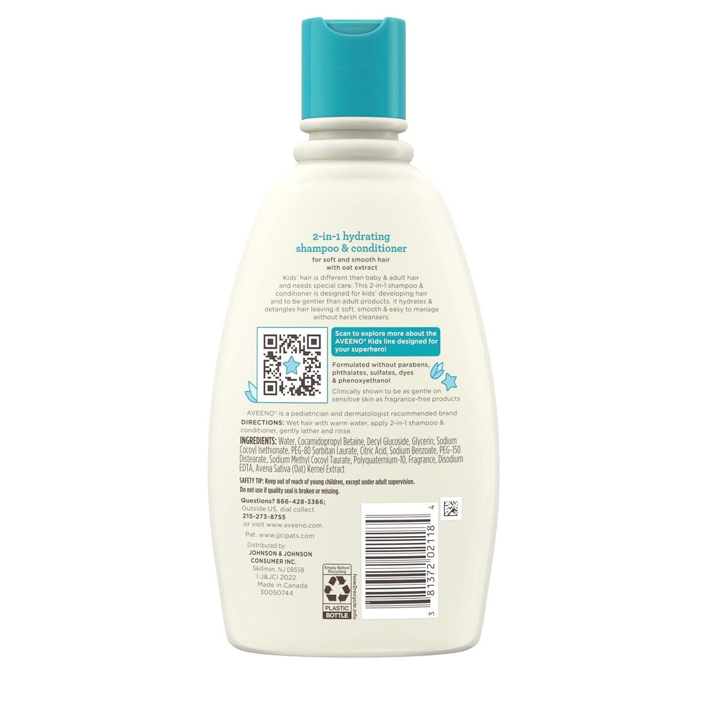 Aveeno Kids Minimalist Hair Care, One Bottle for Cleansing & Conditioning Daily Routine
