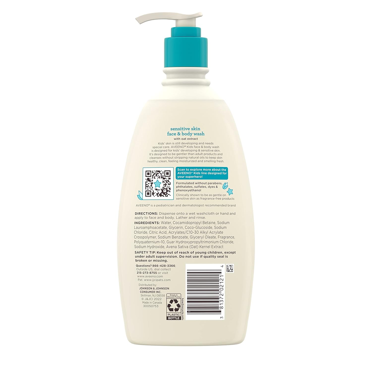 Aveeno Kids Tear-Free Wash – Uncluttered, All-in-One Cleanser for Intentional Bathroom Routines