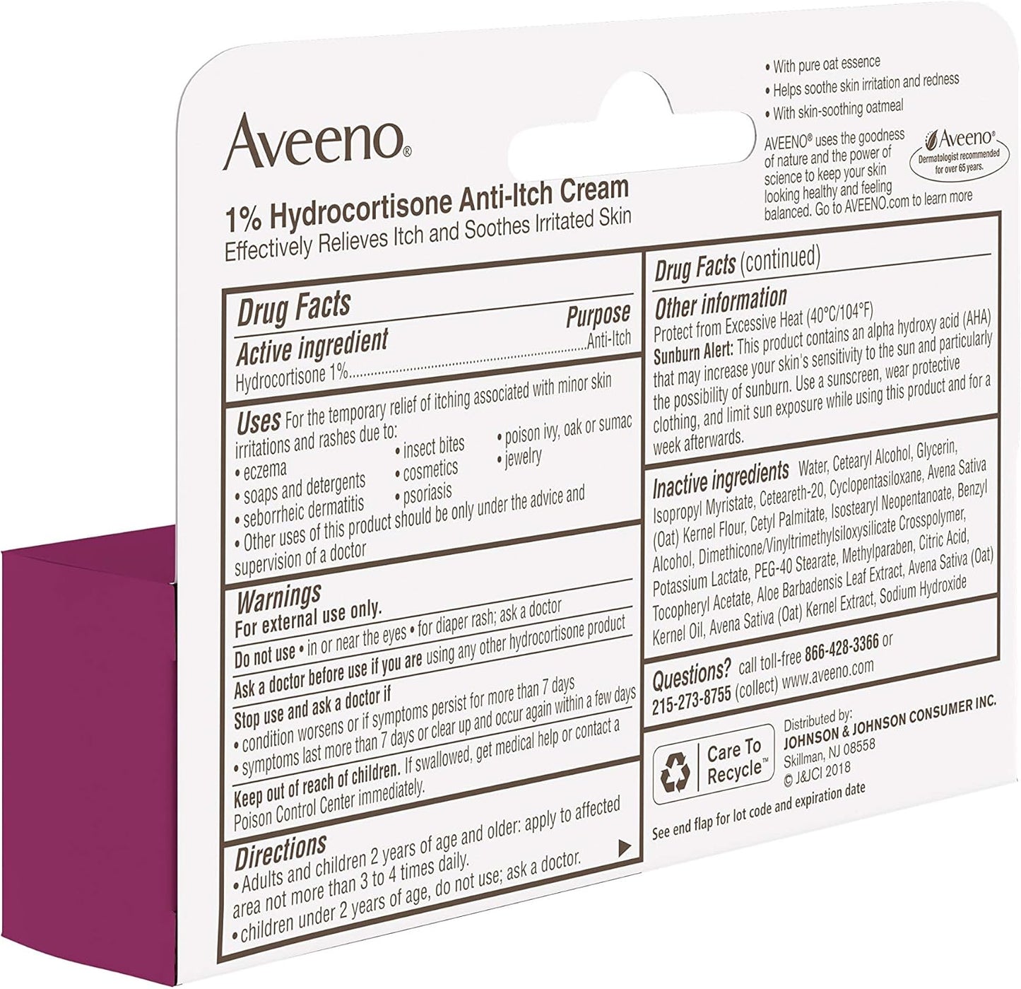 Aveeno Maximum Strength 1% Hydrocortisone Anti-Itch Cream – Portable Insect Bite Relief for Camping and Trail Use, 1 oz