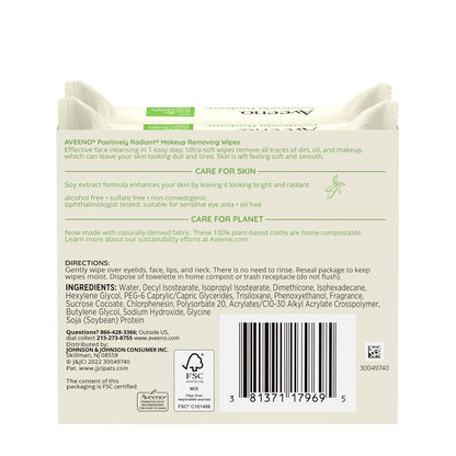 Aveeno Oil-Free Makeup Remover Wipes – Lightweight Camping & Adventure-Ready Facial Cleansing