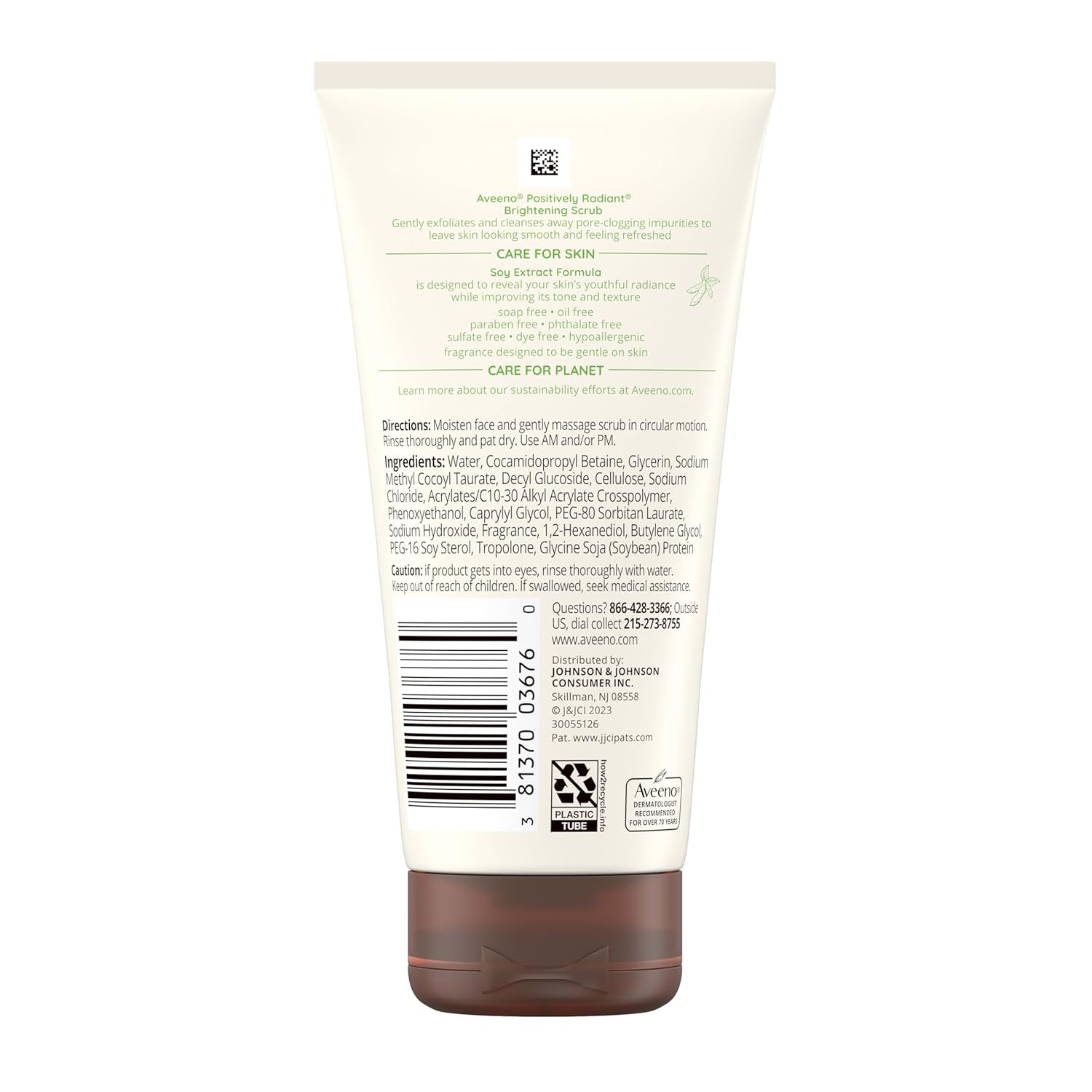 Aveeno Positively Radiant Facial Scrub for Evening Wind-Down and Sensitive Skin Self-Care