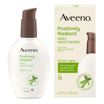 Aveeno Positively Radiant SPF 15 Daily Face Moisturizer – Thoughtful Skincare Gift for Mom on Her Birthday