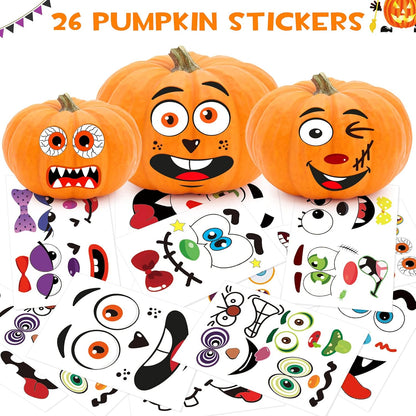 BainGsek Kid-Safe Pumpkin Decorating Stickers – No Sharp Tools, No Flame, Worry-Free Halloween for the Whole Family