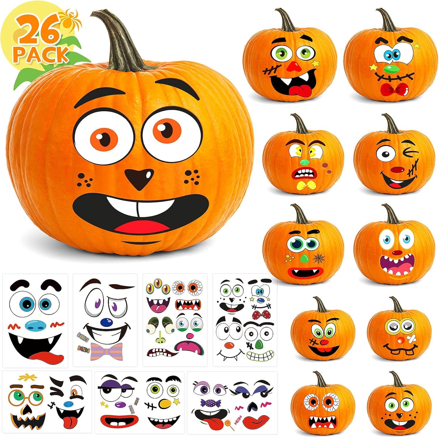 BainGsek Kid-Safe Pumpkin Decorating Stickers – No Sharp Tools, No Flame, Worry-Free Halloween for the Whole Family