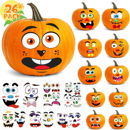 BainGsek Kid-Safe Pumpkin Decorating Stickers – No Sharp Tools, No Flame, Worry-Free Halloween for the Whole Family