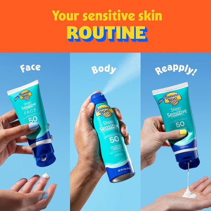 Banana Boat Sheer Sensitive Body Lotion SPF 50 – 80-Minute Water-Resistant SPF for Pool, Beach, and Outdoor Events, 3oz