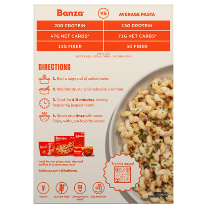 Banza Gluten-Free Spaghetti Pack of 5 - Bulk Pasta for Efficient Meal Prep Sundays and Routine Planning