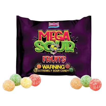 Barnetts Mega Sour Candy Fruits 227g – Family Movie Night Snack Sharing Pouch, Recommended for Tolerant Kids Only