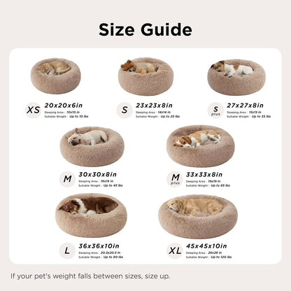 Bedsure Donut Calming Dog Bed – Soft Round Nest for Anxious Pets, 30 inch Washable Faux Fur Bed for Mindful Pet Self-Care