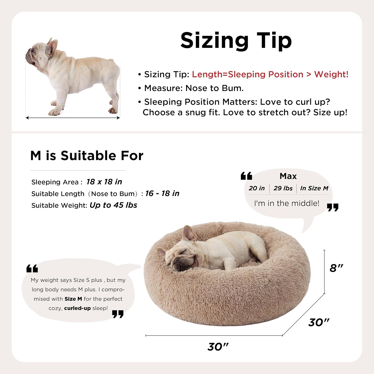 Bedsure Donut Calming Dog Bed – Soft Round Nest for Anxious Pets, 30 inch Washable Faux Fur Bed for Mindful Pet Self-Care