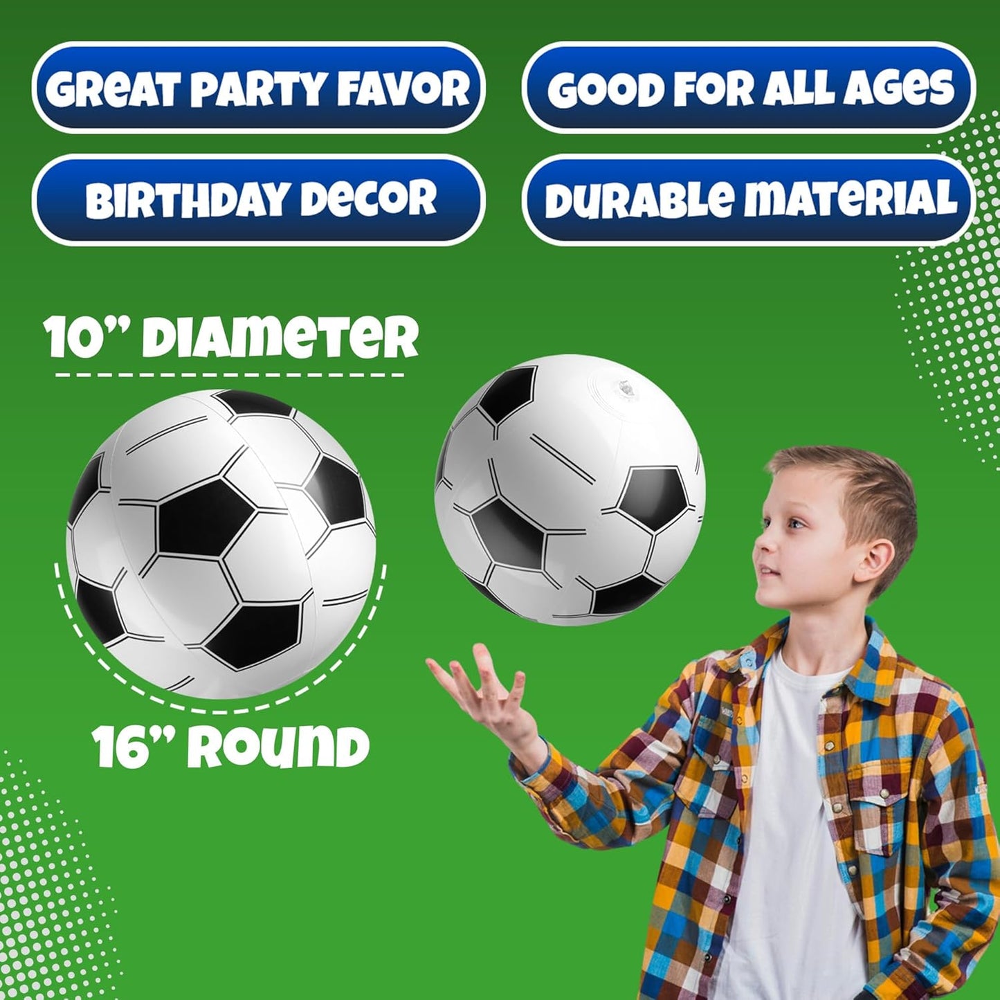 Bedwina 16-Inch Inflatable Soccer Balls Bulk Gift Set 12-Pack – Party Favor Bundle for Soccer-Themed Birthdays and Group Celebrations
