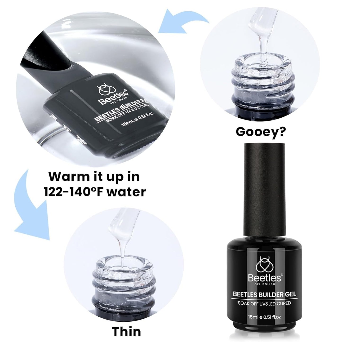 Beetles Builder Gel Nail Kit – Gift-Ready Nail Extension Gel for Mom & Her Friends, Odor-Free Low-Dust At-Home Manicure Gift