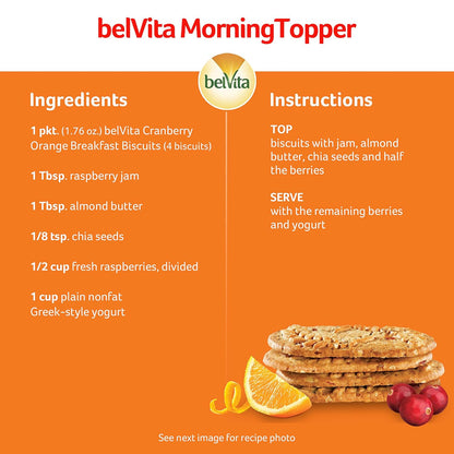 belVita Cranberry Orange Breakfast Biscuits – Mid-Morning Office Snack to Beat the 10am Energy Crash, 8 Individually Wrapped Packs